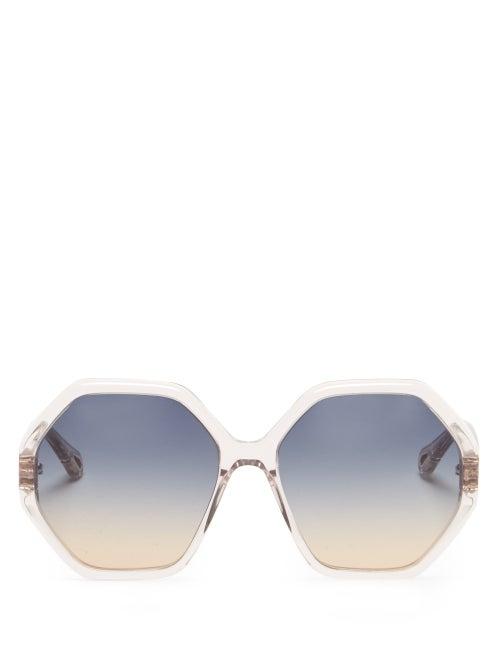 Matchesfashion.com Chlo - Esther Hexagonal Acetate Sunglasses - Womens - Pink