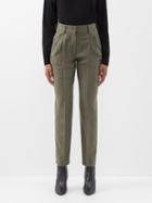 Blaz Milano - Ferien Pinstriped Pleated Wool-blend Trousers - Womens - Light Khaki