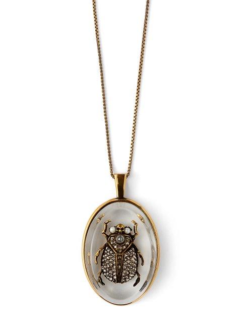 Matchesfashion.com Alexander Mcqueen - Scarab Pendant Fine Chain Necklace - Womens - Gold