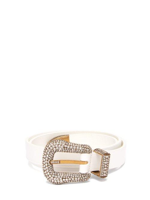 Matchesfashion.com Balenciaga - Crystal Embellished Leather Belt - Womens - White