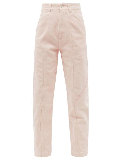 Matchesfashion.com Stella Mccartney - Logo-embroidered High-rise Tapered-leg Jeans - Womens - Light Pink