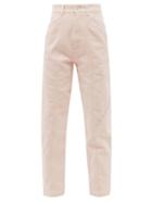 Matchesfashion.com Stella Mccartney - Logo-embroidered High-rise Tapered-leg Jeans - Womens - Light Pink