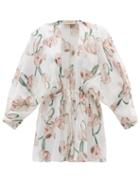 Matchesfashion.com Adriana Degreas - Aglio Print Silk Crepe De Chine Blouse - Womens - White Print