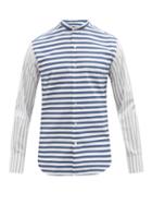 Mens Rtw Sbline - Eton Stripe-jacquard Cotton-poplin Shirt - Mens - Navy White