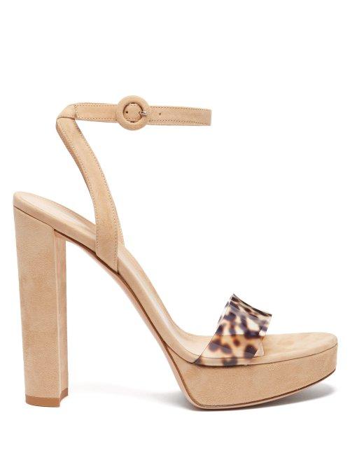 Matchesfashion.com Gianvito Rossi - Plexi 100 Leopard Strap Platform Sandals - Womens - Nude Multi