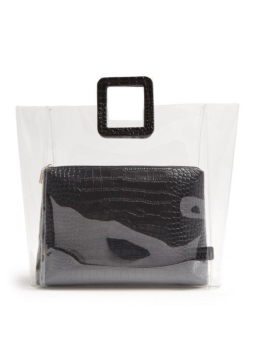 Matchesfashion.com Staud - Shirley Pvc And Crocodile Effect Leather Tote - Womens - Black