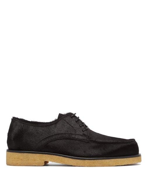 Matchesfashion.com The Row - Calf-hair Leather Derby Shoes - Womens - Black