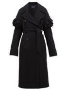 Matchesfashion.com Ann Demeulemeester - Detachable Frill Wool Blend Coat - Womens - Black