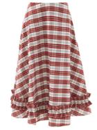 Ladies Rtw Molly Goddard - Morgan Tartan Cotton-blend Midi Skirt - Womens - Red Multi