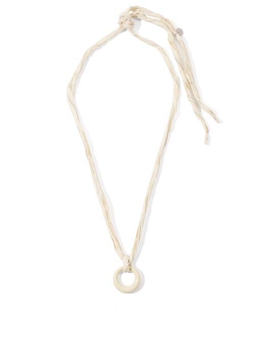 Matchesfashion.com Jil Sander - Knotted Silk-ribbon Pendant Necklace - Mens - Beige