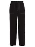 Matchesfashion.com Deveaux - Topstitched Wool Trousers - Mens - Black