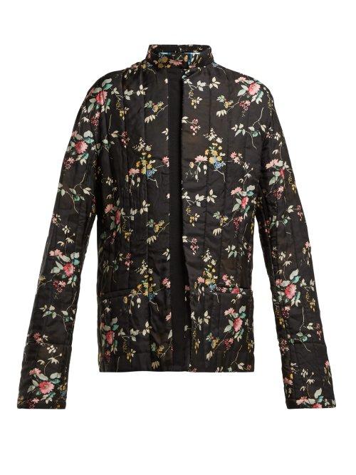 Matchesfashion.com Haider Ackermann - Floral Printed Quilted Jacket - Womens - Black Multi