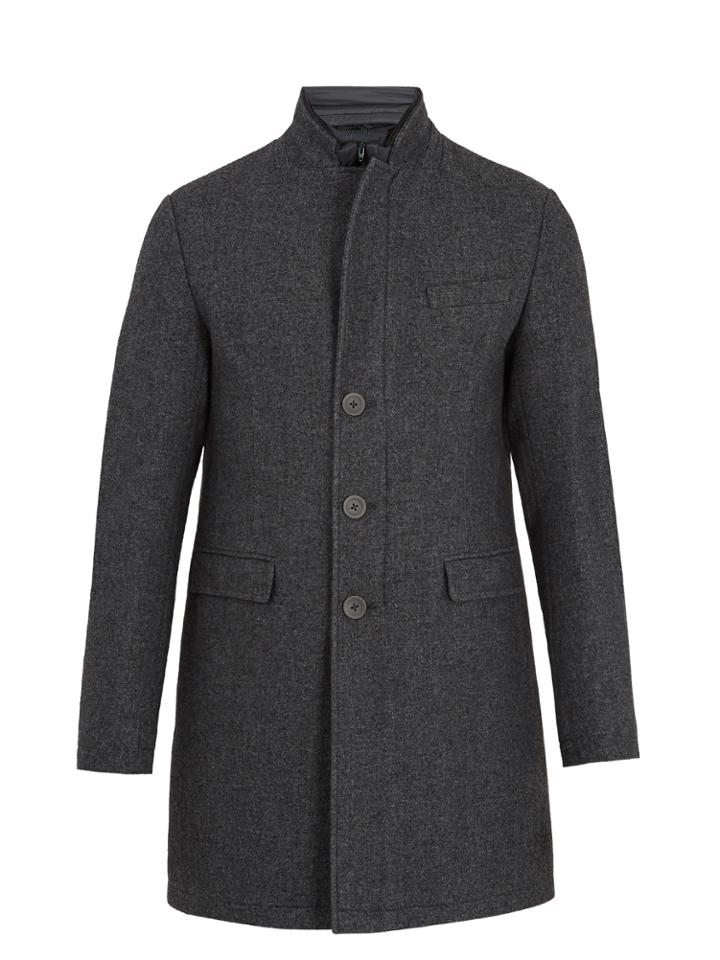 Herno Detachable-placket Single-breasted Wool-blend Coat
