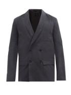 Matchesfashion.com Lemaire - Belted Double-breasted Silk-blend Suit Jacket - Mens - Dark Grey
