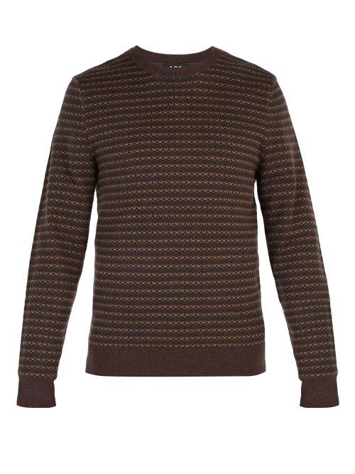 Matchesfashion.com A.p.c. - Intarsia Knit Wool Sweater - Mens - Brown