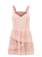 Loveshackfancy - Caro Asymmetric Floral-lace Mini Dress - Womens - Pink