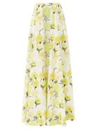 Bernadette - Kennedy Peony-print Taffeta Maxi Skirt - Womens - Yellow White