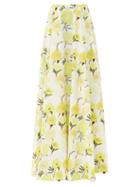 Bernadette - Kennedy Peony-print Taffeta Maxi Skirt - Womens - Yellow White