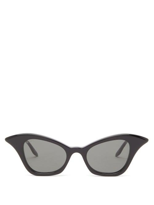 Matchesfashion.com Gucci - Winged Cat-eye Acetate Sunglasses - Womens - Black Grey