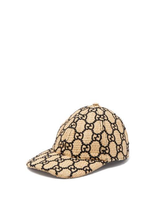 Matchesfashion.com Gucci - Gg Embroidered Woven Raffia Cap - Womens - Black