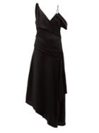 Matchesfashion.com Jonathan Simkhai - Satin Asymmetric Draped Midi Dress - Womens - Black