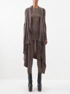 Rick Owens - Waterfall Ribbed-knit Wool Cardigan - Womens - Dark Beige