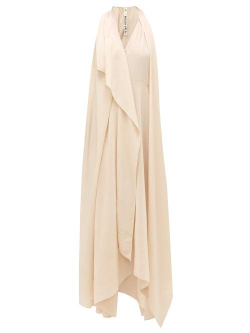 Matchesfashion.com Petar Petrov - Aliya Draped Silk-crepe Dress - Womens - Ivory