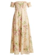Zimmermann Iris Shirred Linen And Cotton-blend Dress