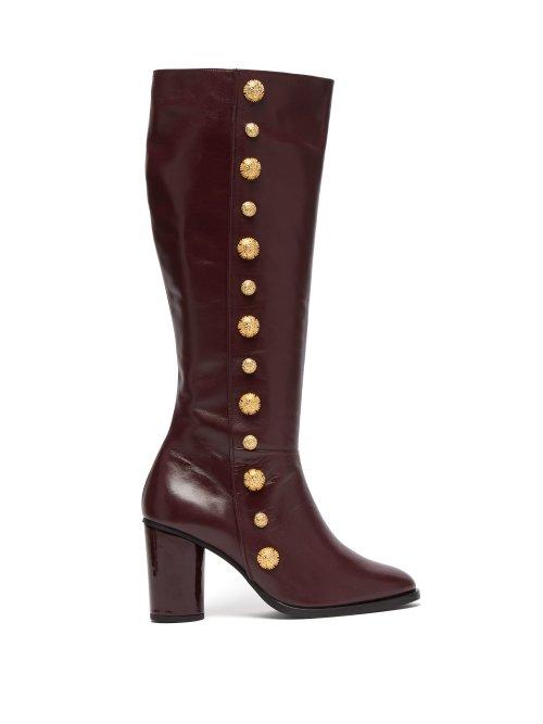 Matchesfashion.com Rue St. - Lana Leather Knee High Boots - Womens - Burgundy