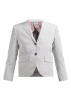 Matchesfashion.com Thom Browne - Striped Single Breasted Cotton Blazer - Womens - White Multi