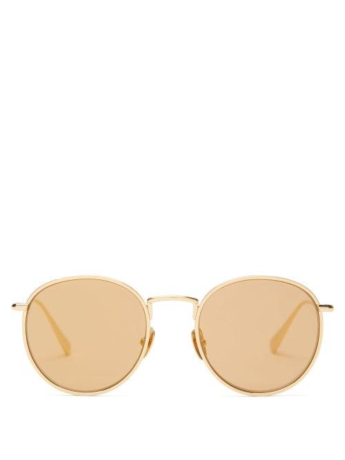 Matchesfashion.com Kaleos - Dawson Round Metal Sunglasses - Womens - Gold