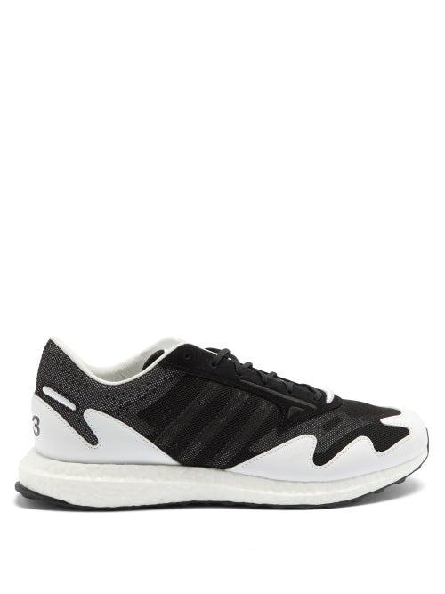 Matchesfashion.com Y-3 - Rhisu Run Mesh And Leather Trainers - Mens - Black And White