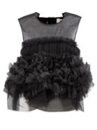 Noir Kei Ninomiya - Buckled Open-back Ruffled-tulle Top - Womens - Black