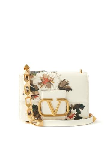 Valentino Garavani - Stud Sign Floral-embroidered Leather Shoulder Bag - Womens - White Multi