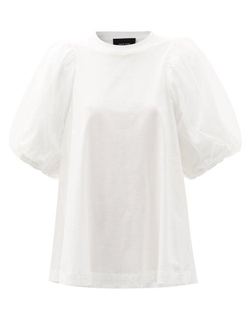 Matchesfashion.com Simone Rocha - Tulle Puff-sleeve Supima-cotton T-shirt - Womens - White
