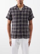 Oliver Spencer - Cuban-collar Checked Linen Shirt - Mens - Black Multi