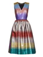 Marco De Vincenzo Metallic Striped V-neck Dress