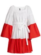 Lisa Marie Fernandez Contrast-panel Broderie-anglaise Cotton Dress