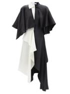 Jw Anderson - Asymmetric Panelled Satin Dress - Womens - Black White