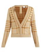 Matchesfashion.com Burberry - Chain Intarsia Silk Blend Cardigan - Womens - Beige Multi