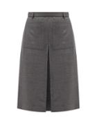 Matchesfashion.com Burberry - Inverted Box-pleat Wool-blend Skirt - Womens - Dark Grey