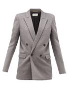 Matchesfashion.com Saint Laurent - Double-breasted Virgin Wool And Cashmere Blazer - Womens - Grey