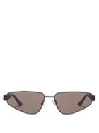 Matchesfashion.com Balenciaga - Crystal-embellished Oval Metal Sunglasses - Womens - Black Grey