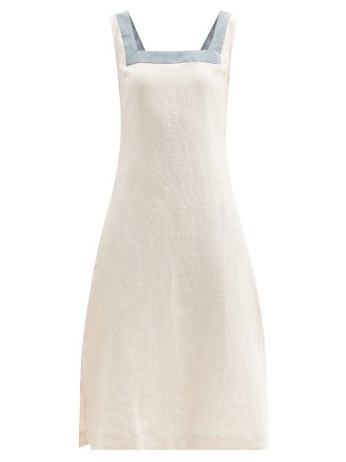 Matchesfashion.com Casa Raki - Dani Square-neck Organic-linen Midi Dress - Womens - Beige