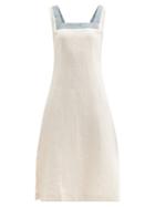 Matchesfashion.com Casa Raki - Dani Square-neck Organic-linen Midi Dress - Womens - Beige