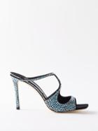 Jimmy Choo - Anise 95 Crystal-embellished Leather Sandals - Womens - Blue