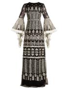 Andrew Gn Aztec-embroidered Silk-blend Gown