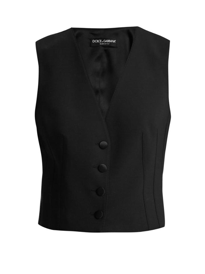 Dolce & Gabbana Satin-back Cropped Wool-blend Waistcoat
