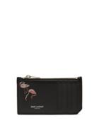 Saint Laurent Flamingo-print Leather Cardholder