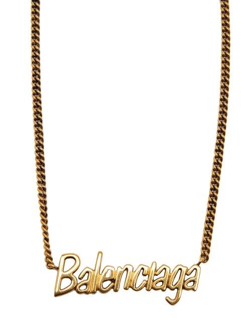 Matchesfashion.com Balenciaga - Logo Plaque Necklace - Mens - Gold